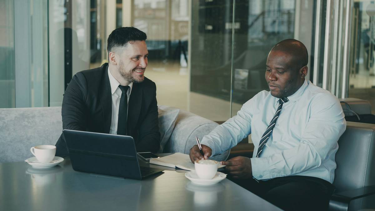 Illustration showing a freelancer nervously presenting a quote to a potential client